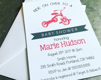 Tricycle Baby Shower Invitation Trike Invite Baby Shower