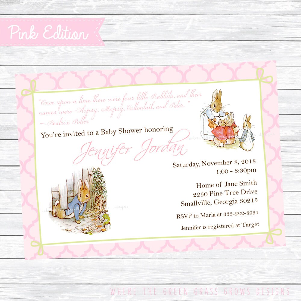 Beatrix Potter Peter Rabbit Baby Shower Invitations 10