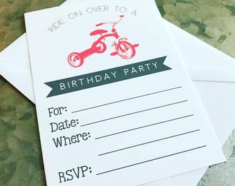 Tricycle Birthday Invitation FILL IN