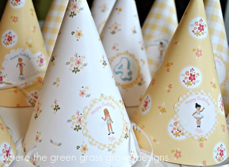Vintage Paper Doll Party Hats Etsy