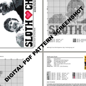 Sloth Love Chunk Goonies Cross Stitch Digital PDF Pattern image 2