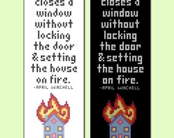 House on Fire Regretsy Quote Two Bookmarks Pattern DIGITAL PDF