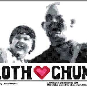 Sloth Love Chunk Goonies Cross Stitch Digital PDF Pattern image 1