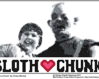 Sloth Love Chunk Goonies Cross Stitch Digital PDF Pattern