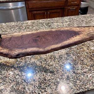 Live Edge Walnut Charcuterie Board with Handles: Rustic Cheese Serving Tray