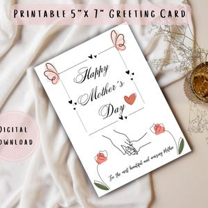 Minimalist Mother’s Day Digital Card Floral Minimalist Aesthetic Greeting Card Template