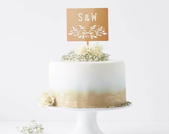 Botanical Personalised Initial Wedding Cake Topper