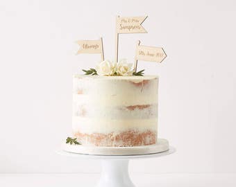 Personalised Wooden Flags Cake Topper