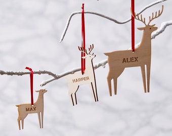 Personalised Reindeer Wooden Christmas Decoration