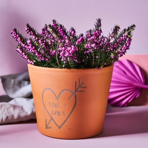 Carved Heart Personalised Terracotta Plant Pot