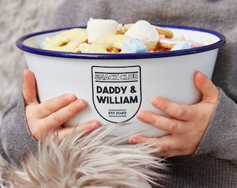 Personalised Snack Club Enamel Bowl