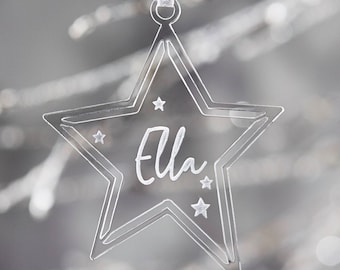 Personalised Clear Star Christmas Decoration
