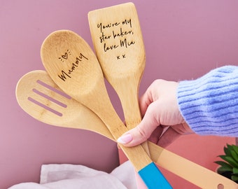 Personalised Coloured Wooden Spoon Set