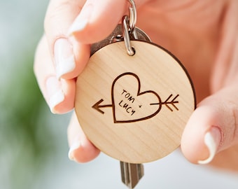 Personalised Carved Heart Keyring