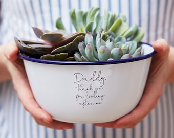 Personalised Enamel Planter For Him | Fathers Day Gift