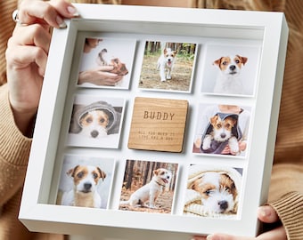 Collage de fotos personalizado para mascotas / Placa de madera grabada, recuerdo para mascotas