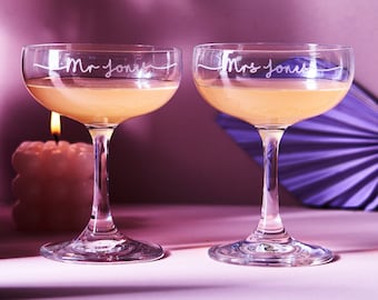 Personalised Wedding Champagne Saucer Set