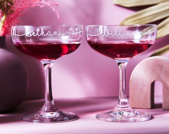 Personalised Champagne Saucer Set of Two | Valentine's Day Gift | Gift for Her | Gift for Him | Couples Gift