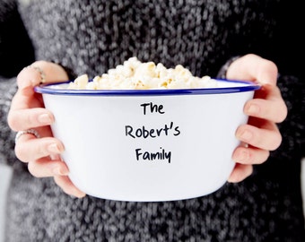 Personalised Family Enamel Popcorn Bowl