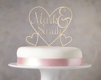 Adorno para tarta de corazón de madera personalizado