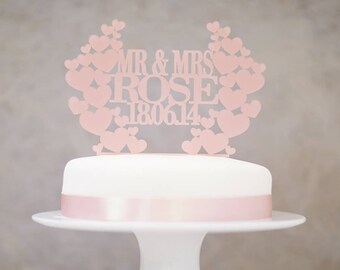 Personalised Heart Wreath Wedding Cake Topper