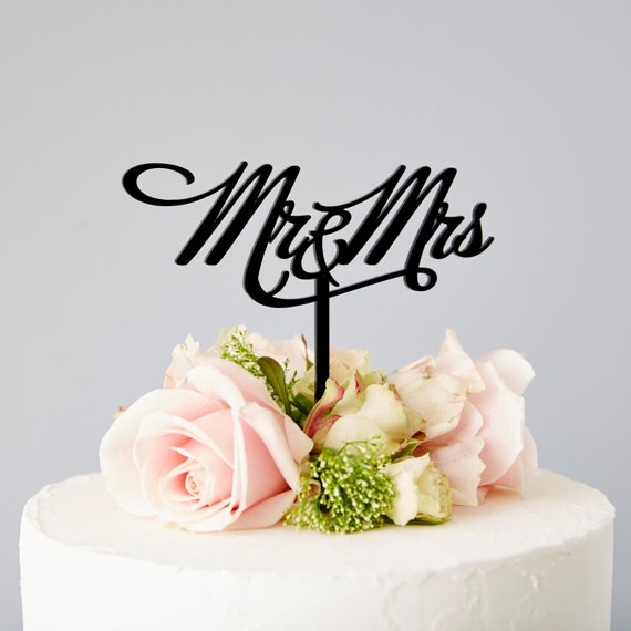 Divertente topper per torta nuziale – Manette personalizzate, motivo: coppia di polizia, topper per torta nuziale Mr&Mrs (manette