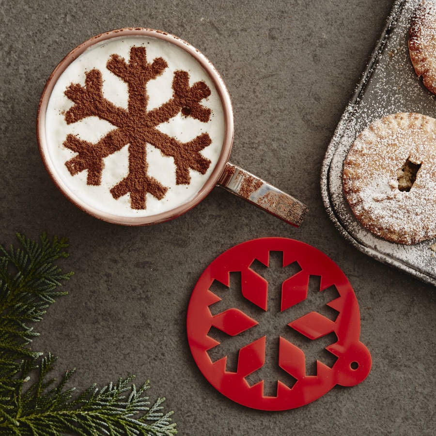 Pochoir Au Chocolat Chaud Flocon de Neige Noël