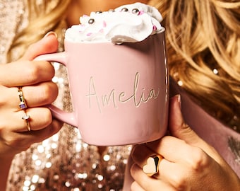 Personalised Pink Stoneware Mug