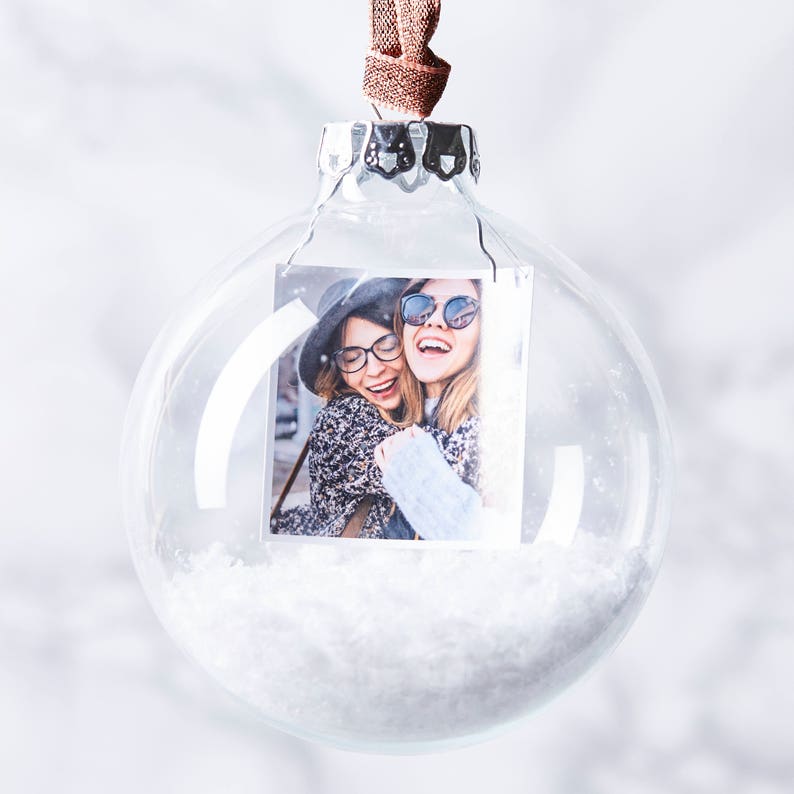 Personalised Photo Snow Christmas Bauble 