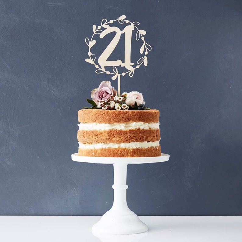 Personalised Floral Number Cake Topper image 3