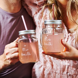 Conjunto de parejas personalizadas de dos tarros masones
