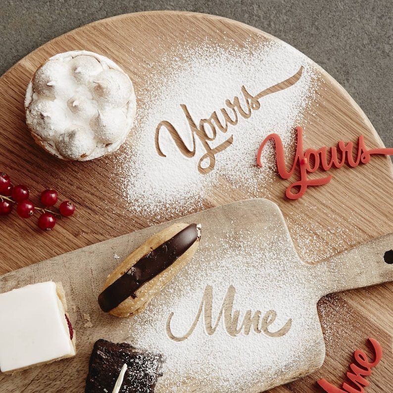Personalised Yours Mine Baking Stencil image 1