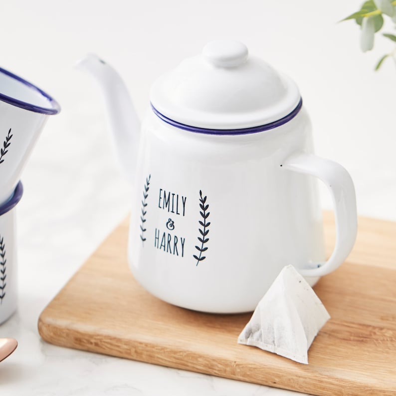 Personalised Enamel Teapot Etsy