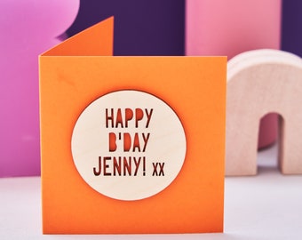 Wooden Personalised Birthday Card