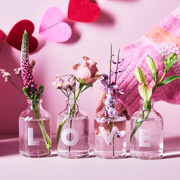 Set Of Four Personalised Love Vases |  Gift for Her