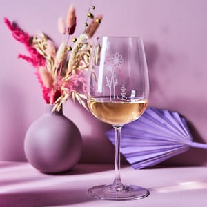 Personalised Birth Flower Wine Glass