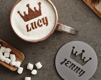 Personalised Crown Hot Chocolate Stencil For Her