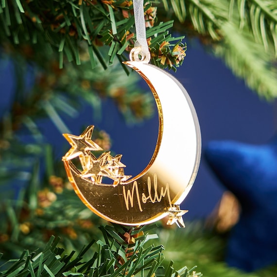 Engraved Christmas Moon Decoration -  Sweden