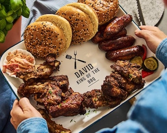 Personalized BBQ Serving Tray | Custom Grill Gift for Dad | Fathers day Gift