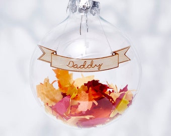 Personalised Falling Leaves Confetti Christmas Bauble