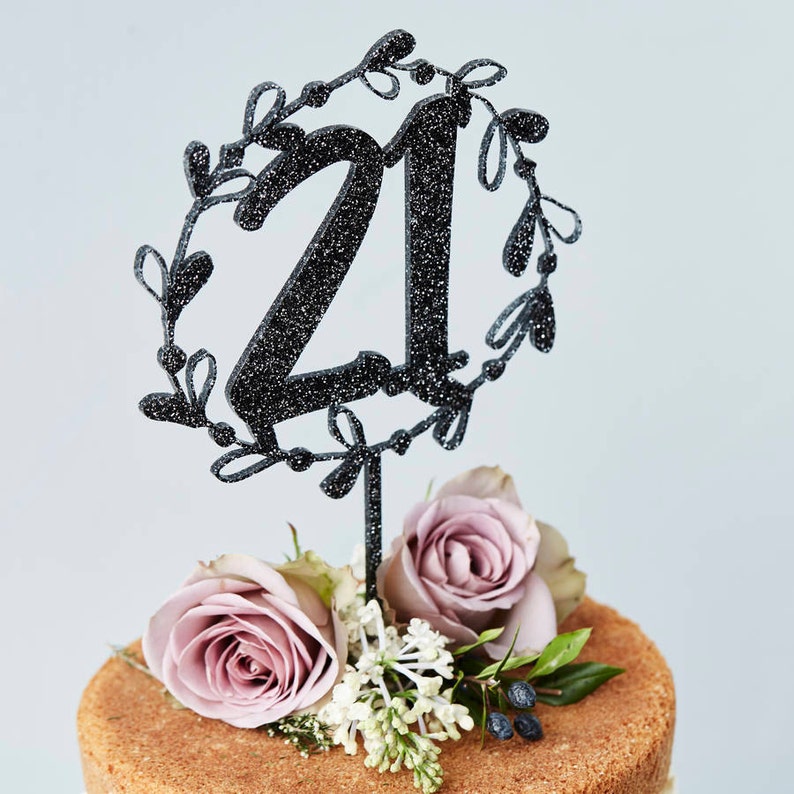 Personalised Floral Number Cake Topper image 2