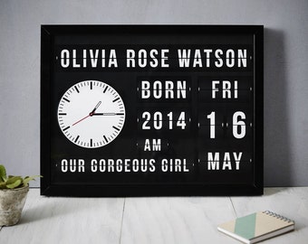 Flip Clock Personalised Baby Print