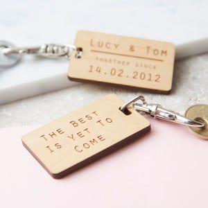 Couples Personalised Wooden Keyring image 2