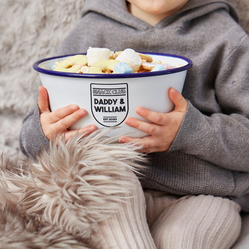 Personalised Snack Club Enamel Bowl image 1