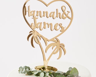 Personalised Palm Tree Wedding Cake Topper