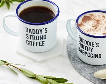 Personalised Daddy And Me Enamel Mugs