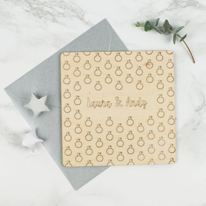 Wooden Personalised Engagement Card