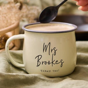 Personalised Enamel Teacher Mug | Teacher Thank you Mug | Thank You Teacher Christmas Gift | Teacher Apprication Mug