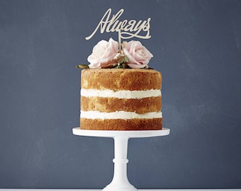 Elegant Always Wooden Wedding Cake Topper