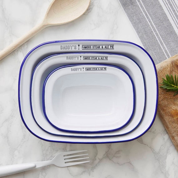 Personalised Enamel Pie Dish for Him